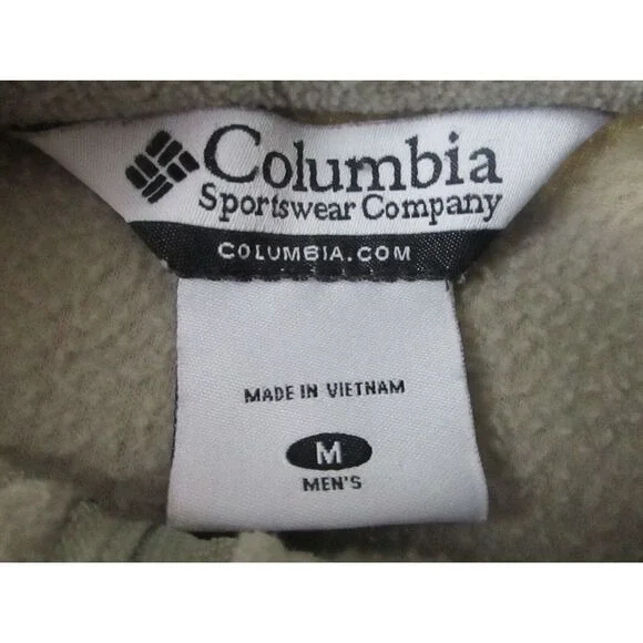 Columbia‎ Sportswear Sweater Mens Medium Full Zip Beige Fleece Pockets Outdoor M